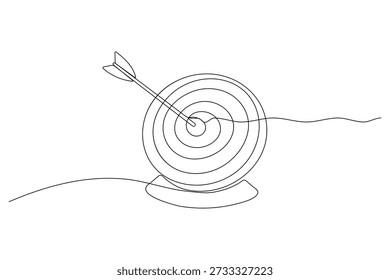 Alvo com seta batendo no centro contínuo uma linha desenho minimalista delineamento ilustração vetorial