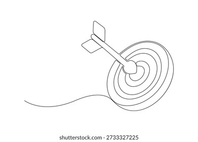 Alvo com seta batendo no centro contínuo uma linha desenho minimalista delineamento ilustração vetorial