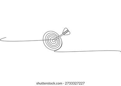 Alvo com seta batendo no centro contínuo uma linha desenho minimalista delineamento ilustração vetorial