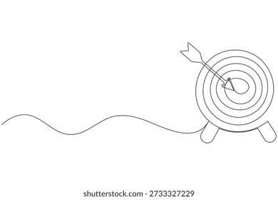 Alvo com seta batendo no centro contínuo uma linha desenho minimalista delineamento ilustração vetorial