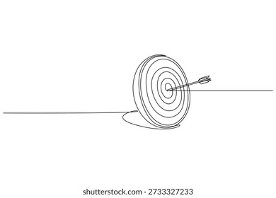 Alvo com seta batendo no centro contínuo uma linha desenho minimalista delineamento ilustração vetorial