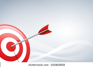 Target with arrow. Arrow hitting a target dart on the wave shape background. Concept for success of business , marketing, and sport. Vector illustration