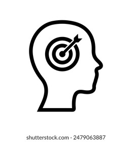 target with arrow  with human head on a white background, focus icon vector illustration 10Eps