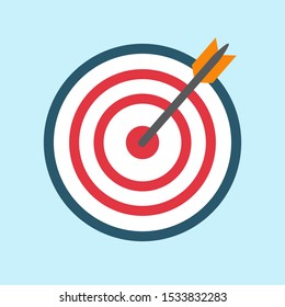 Target arrow icon, bullseye or dart board icon image