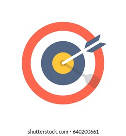 Target And Arrow Icon. Bullseye Symbol. Modern Flat Design Graphic Illustration. Vector Target And Arrow Icon