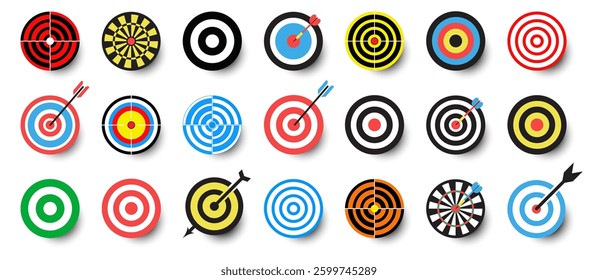 Target arrow icon collection. Set of targeting icon. Target success icons