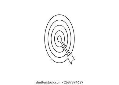 Alvo com ícone de seta desenho contínuo de uma linha ilustração vetor contorno minimalista
