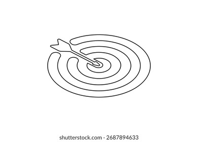 Destino con icono de flecha Ilustración vectorial de esquema minimalista de dibujo continuo de una línea
