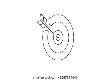Target with arrow icon continuous one line drawing minimalist outline vector illustration

