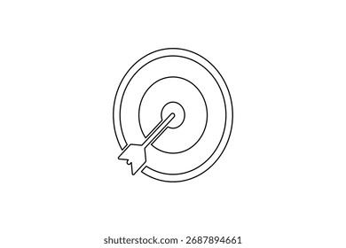 Target with arrow icon continuous one line drawing minimalist outline vector illustration

