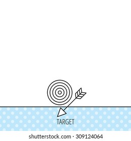 Target with arrow icon. Dart aim sign. Circles seamless pattern. Background with icon. Vector