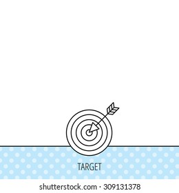 Target with arrow icon. Dart aim sign. Circles seamless pattern. Background with icon. Vector