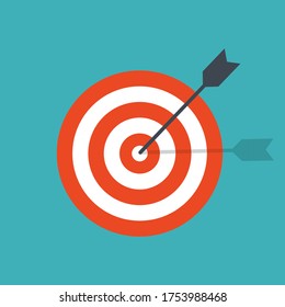 Target and arrow icon in flat style, Success strategy isolated on white background, success business concept, vector illustration