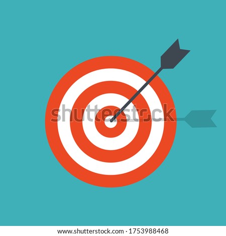 Target and arrow icon in flat style, Success strategy isolated on white background, success business concept, vector illustration