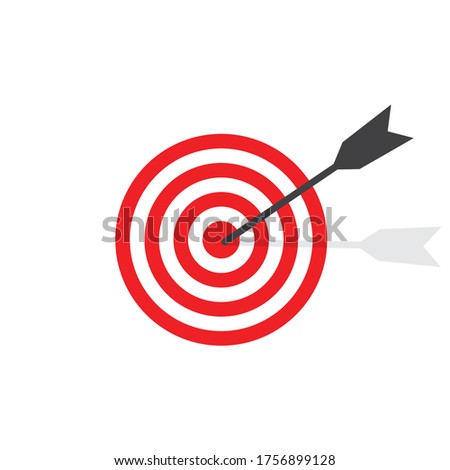 Target and arrow icon in flat style, Success strategy isolated on white background, success business concept, vector illustration