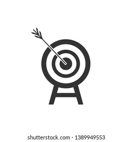 Target with arrow icon isolated. Dart board sign. Archery board icon. Dartboard sign. Business goal concept. Flat design. Vector Illustration