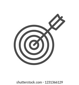 Target and arrow Icon Isolated on White Background. Outline icon.