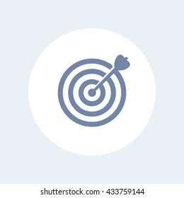 target with arrow icon isolated on white, goal achievement business concept with arrow hitting the center of a target, vector illustration