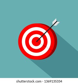 target with arrow. icon marketing isolated on blue background. vector illustration.