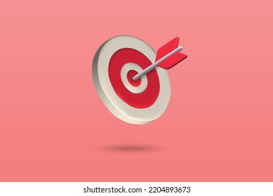 Target arrow icon on red background. 3d vector illustration design.