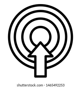 Target and arrow icon. Outline target and arrow vector icon for web design isolated on white background