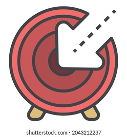 Target arrow icon. Outline target arrow vector icon color flat isolated on white