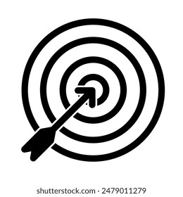 Target with arrow icon over white background. Silhouette style. Vector illustration.