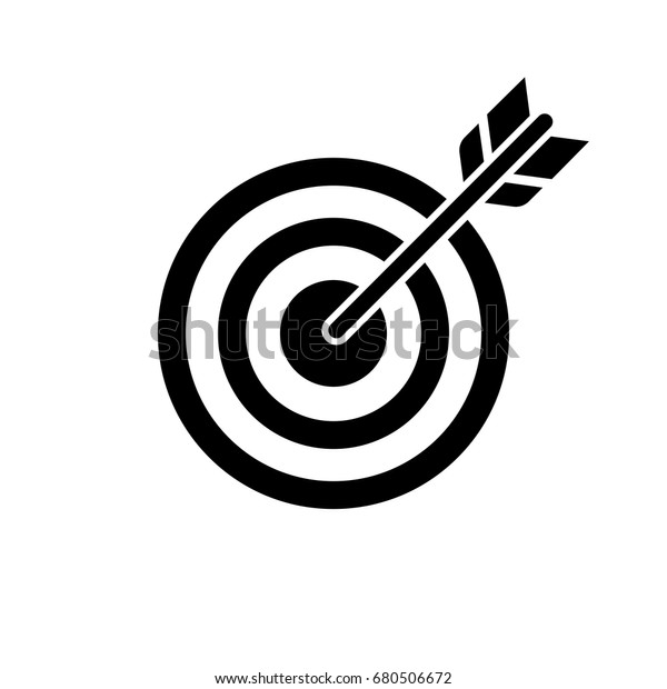 Target and arrow icon.\
Perfect shot with arrow in bull\'s eye of archery or dart target.\
Vector Illustration