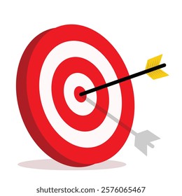 Target with arrow icon single. Archery target with arrow. Archery target with arrow isolated on transparent background. Bullseye concept vector illustration.