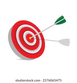 Target with arrow icon single. Archery target with arrow. Archery target with arrow isolated on transparent background. Bullseye concept vector illustration.