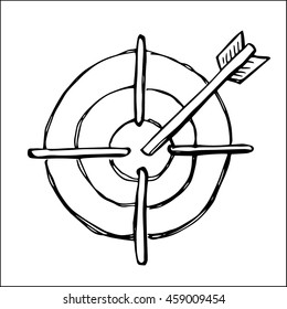 target and arrow icon sketch  vector illustration, for business symbolism design