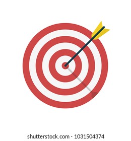 Target with arrow icon. Template design for competition winning, goal achievement, victory and business. Concept target market, audience, group, consumer. Vector illustration