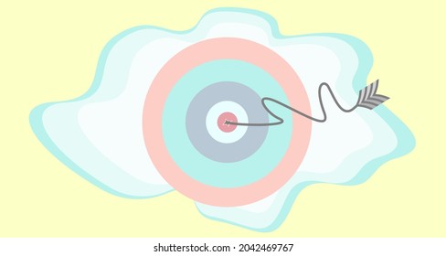Destino con icono de flecha. Diseño de plantillas para el logro de objetivos, la victoria y el negocio. Ilustración vectorial. Diseño plano.