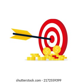 Target with arrow icon. Template design for competition winning, goal achievement, victory and business. Concept target market, audience, group, consumer. Vector illustration eps 10