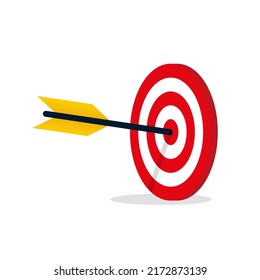 Target with arrow icon. Template design for competition winning, goal achievement, victory and business. Concept target market, audience, group, consumer. Vector illustration eps 10