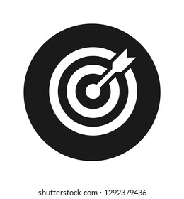 Target arrow icon vector illustration design isolated on flat black round button