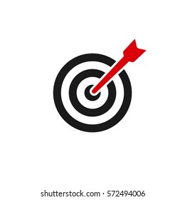 Target with arrow icon, vector isolated simple black illustration.