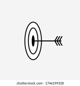 Target Arrow Icon Vector on Grey Background. Dartboard Symbol Illustration