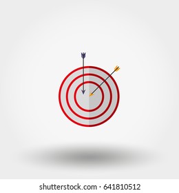 Target with an arrow. Icon for web and mobile application. Vector illustration isolated on a white background. Flat design style.