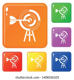 Target with an arrow icons set collection vector 6 color isolated on white background