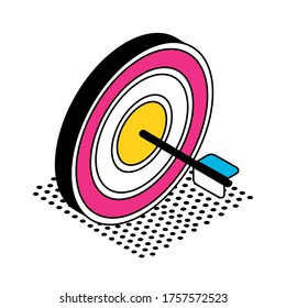Ziel mit Pfeil-Icon-Design, Lösung Erfolg Strategie Idee Innovative Kreativität Inspiration und Intelligenz Thema Vektorgrafik