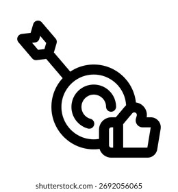 Icono de flecha de destino, esquema preciso para objetivos y logros.