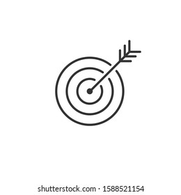 Target and arrow line icon. Editable stroke. Isolated on white background. Vector illustration.