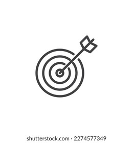 Target with arrow line icon. linear style sign for mobile concept and web design. Successful mission outline vector icon. Symbol, logo illustration. Vector graphics