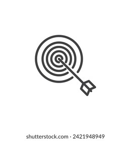 Target with an arrow line icon. linear style sign for mobile concept and web design. Target arrow outline vector icon. Goal Achievement symbol, logo illustration. Vector graphics