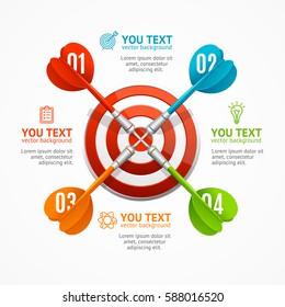 Target with Arrow Menu Infographic Option Banner Card Design Web Element for Business. Vector illustration