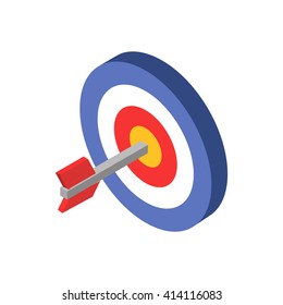 The target with an arrow in the middle.  Target icon web. Target marketing icon. Isometric style. Vector illustration