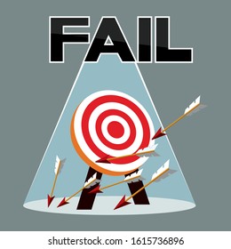 Target Arrow Missed Business Concept, illustration vector cartoon