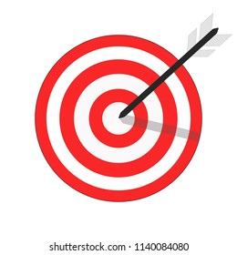 Target with arrow in a moddle on white background.dart board icon. target goal