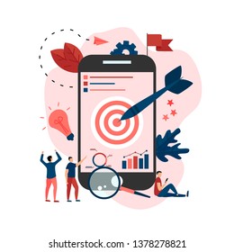 Target with an arrow on monitor, hit the target, goal achievement. Business concept vector illustration	
